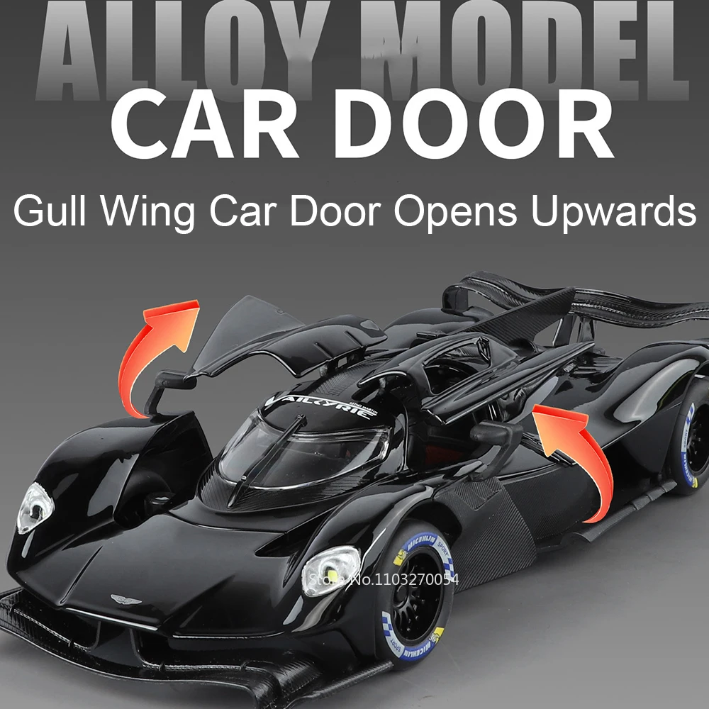 1:24 Valkyrie P1 Pressofuso In Lega di Auto Sportive Modello In Miniatura Giocattoli Auto Quattro Ruote Sospensione Suono Luce Tirare Indietro Veicolo Regalo del Ragazzo