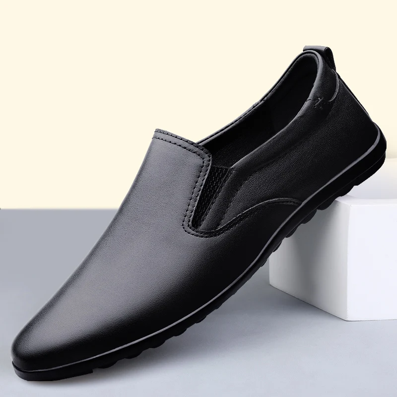 

Men's Loafers black business Dress Driving Soft Leather Shoes Men slip on fashion Casual Shoes Leather Light Men's moccasins