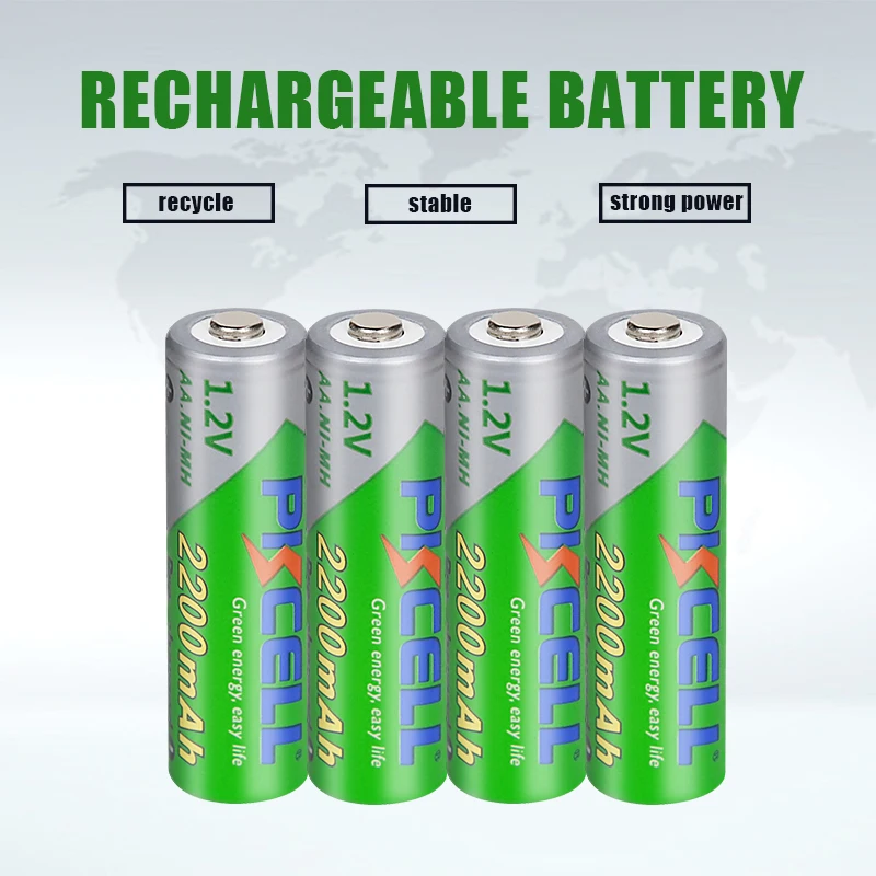 4/8/12 PCS PKCELL AA Rechargeable Batteries 1.2V 2A 2200MAH LSD Ni-MH Cycles 1200times for Camera toys battery or a battery box