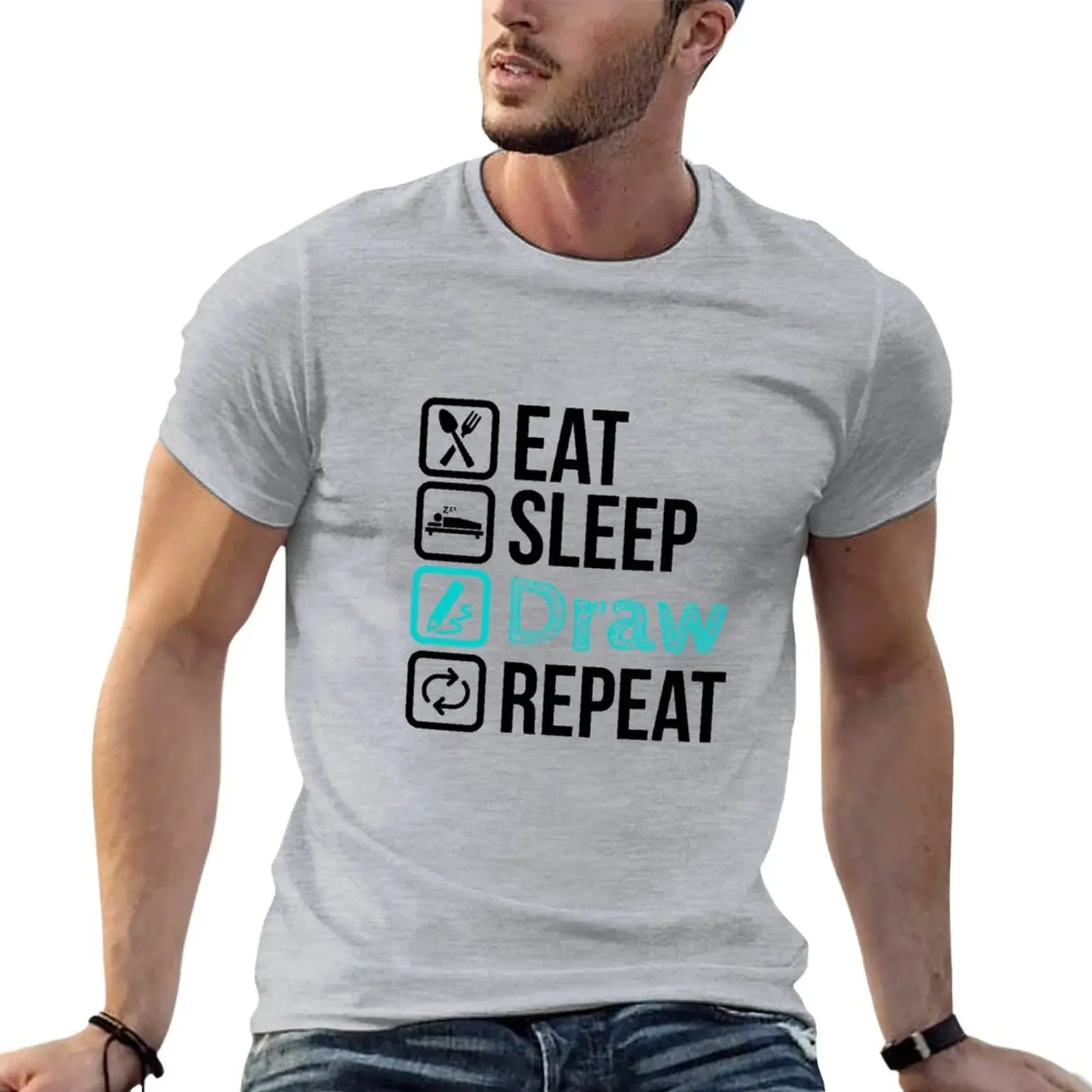 

Eat Sleep Draw Repeat Minimal Design T-Shirt graphic t shirt anime clothes T-shirt for a boy sweat shirts, men