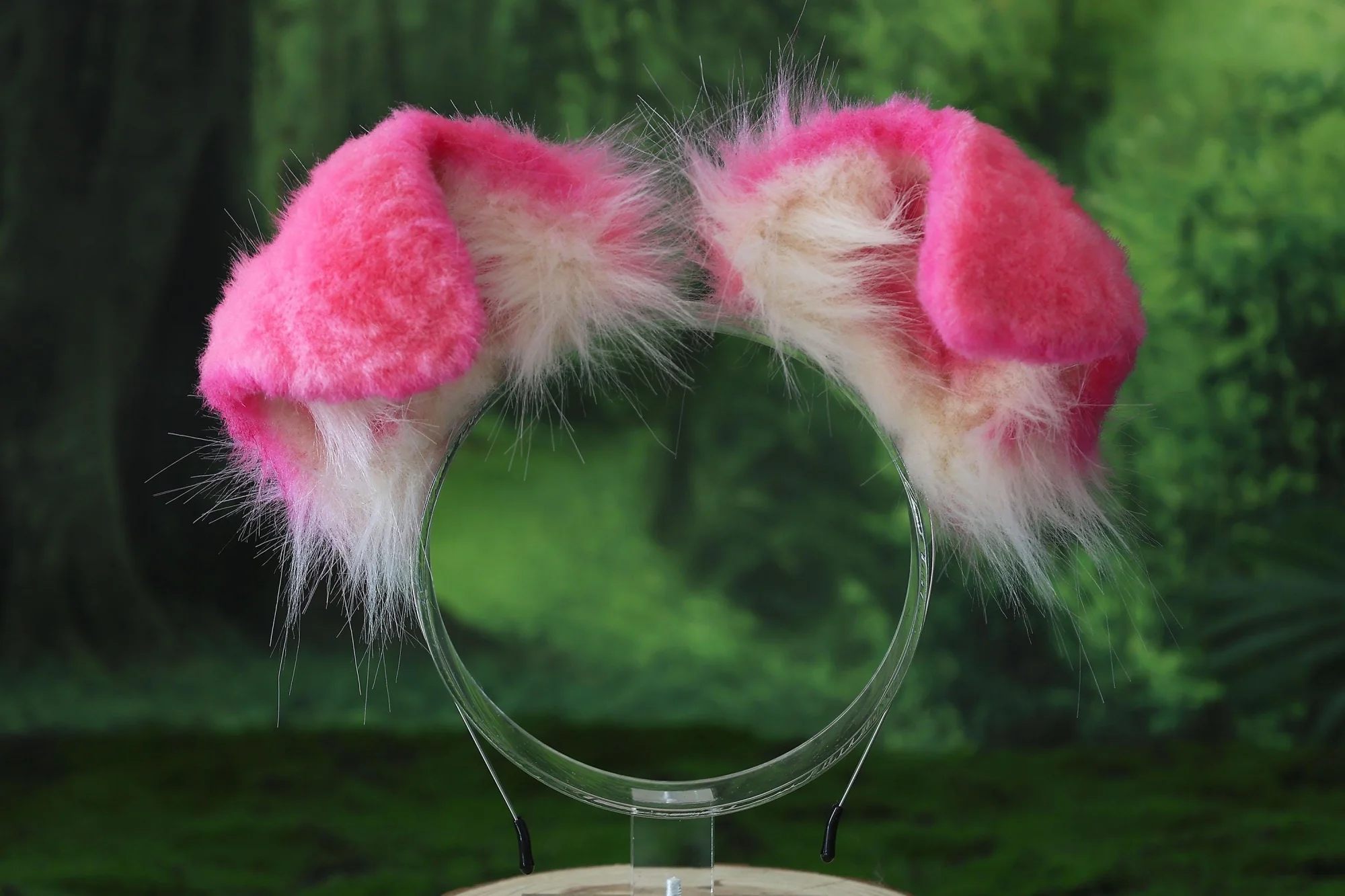 Pink white sheepdog ears and tail set, dog cosplay costume, animal ear headband, faux fur tail, Halloween accessories 5