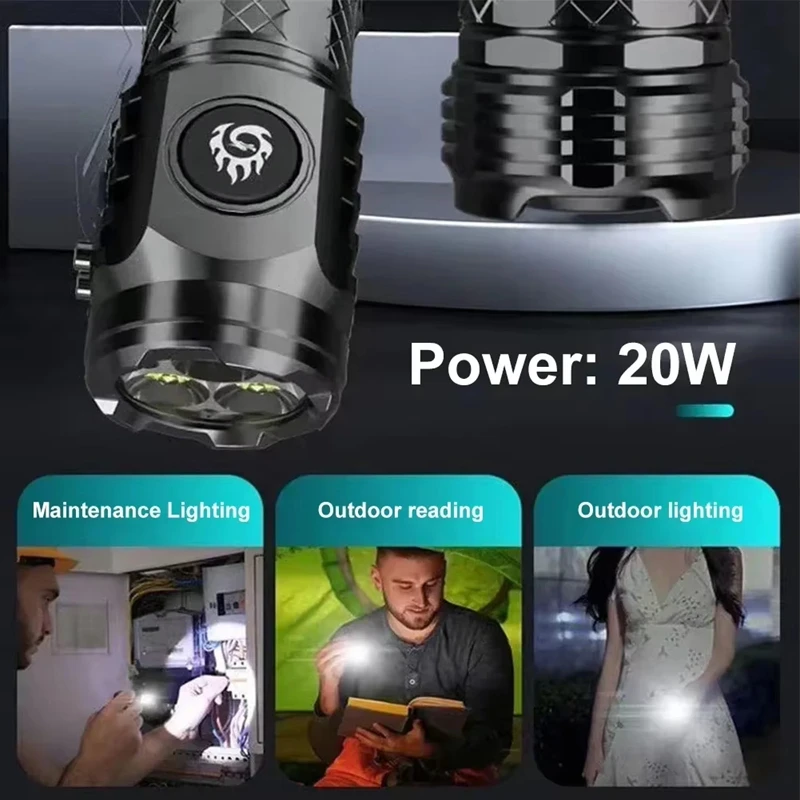 Bright Long‑Range Flashlight Super Bright USB C Charge Waterproof Multi‑Function Adjustable Brightness Torch for Camping Hiking
