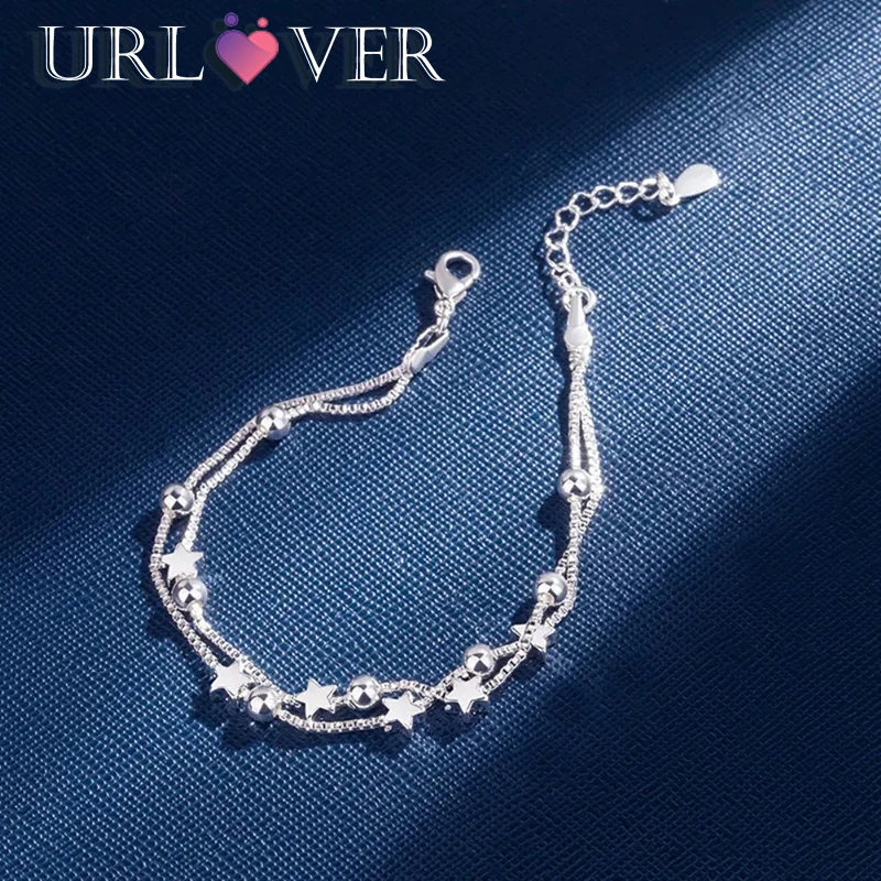 

Fine Original Luxury 925 Sterling Silver Charm Stars Chain Bracelets for Women Party Wedding Engagement Jewelry Gifts 20cm