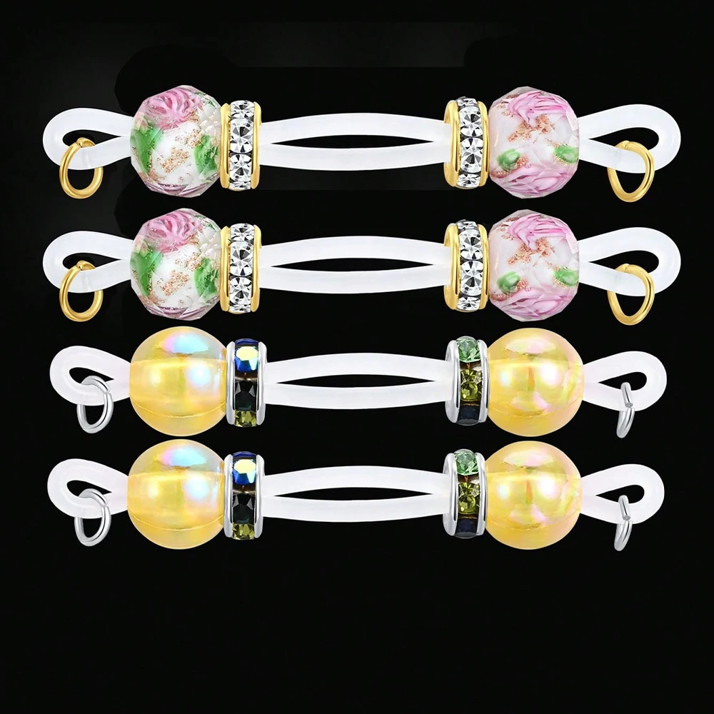 4 قطع من حلقات الحلمات المزيفة - أنف حلمة للارتداء اليومي قابلة للتعديل - خرز حلوى 8 مم، ثقب الحلمة الصناعية غير المثقوبة