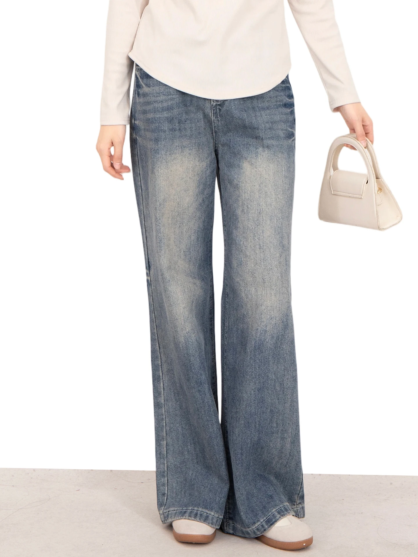 

High Waist plus Size Denim Jeans American Sle Loose Fit Bell Bot Women's Faion Spring New Arrivals Straight Leg Jeans