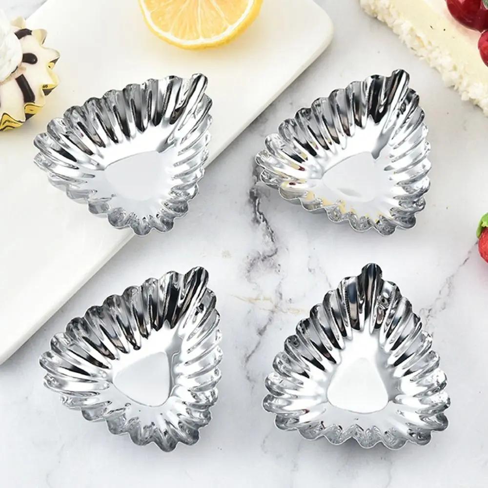 Moldes de torta de ovo de aço inoxidável prata antiaderente biscoito pudim molde engrossado reutilizável sobremesa molde flor muffin