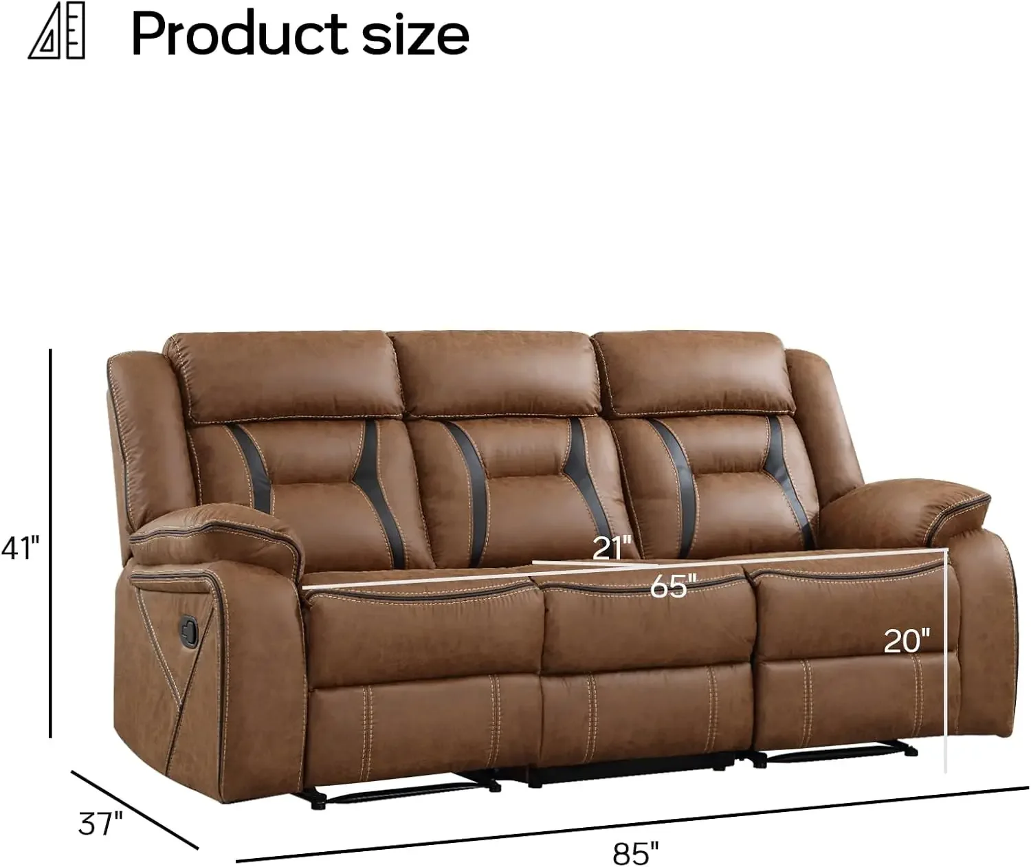 Faux Leather Manual Reclining Sofa, 3 Seat Recliner Sofa Chair, Couch Furniture for Living Room, Furniture, Meeting Room
