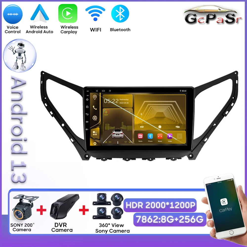 

Car Stereo For Hyundai Azera 2014 - 2015 GPS Navigation Dash Cam No 2din DVD Wifi Multimedia Player 8 Core Carplay DSP 5G RDS BT