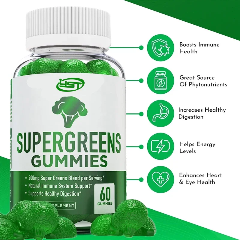 Supergreens 60 Pills - Daily Green Superfood Supplement Spinach, Broccoli, Moringa, Beetroot,Celery,Green Tea, and Assay, Immune