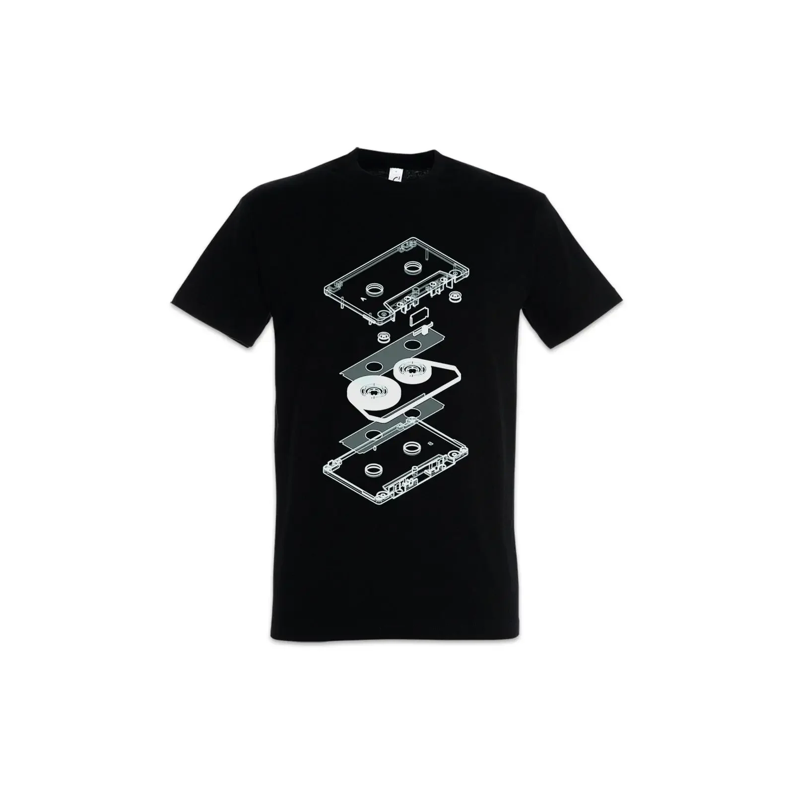 Explosion View Audio Cassette Men T Shirt 80s Retro DJ Music Vintage Mixtape for Lovers vintage Washed Slightly Stretched