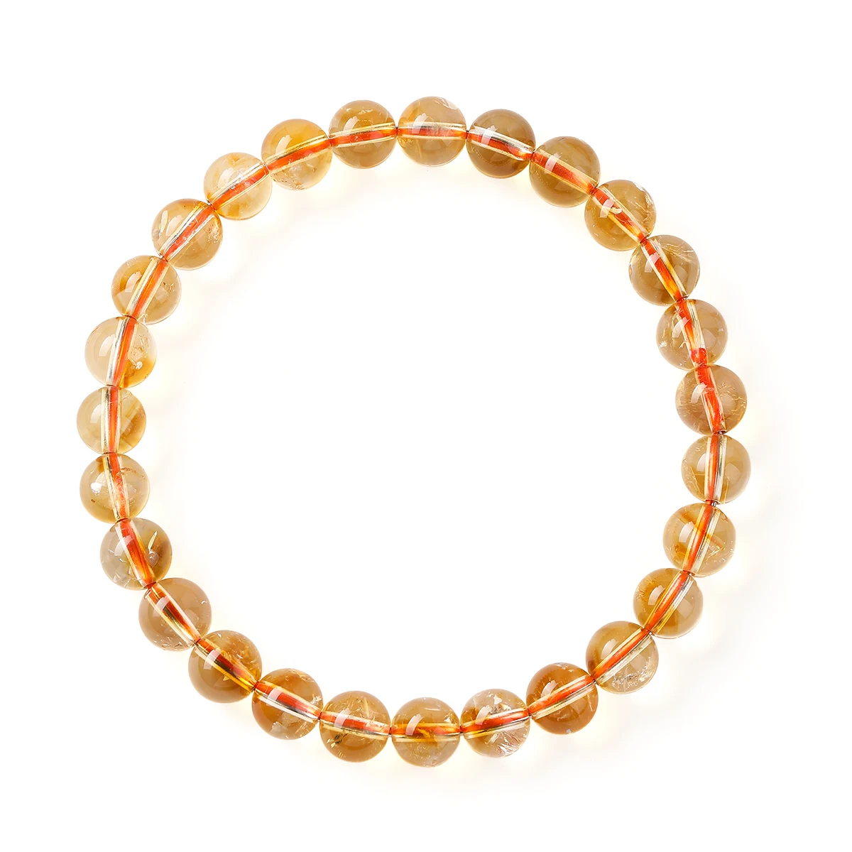 Natural Ice Transparent Yellow Rutilated Quartz Round Bead Elastic Yoga Healing Bracelet Crystal Jewelry for Women Gift