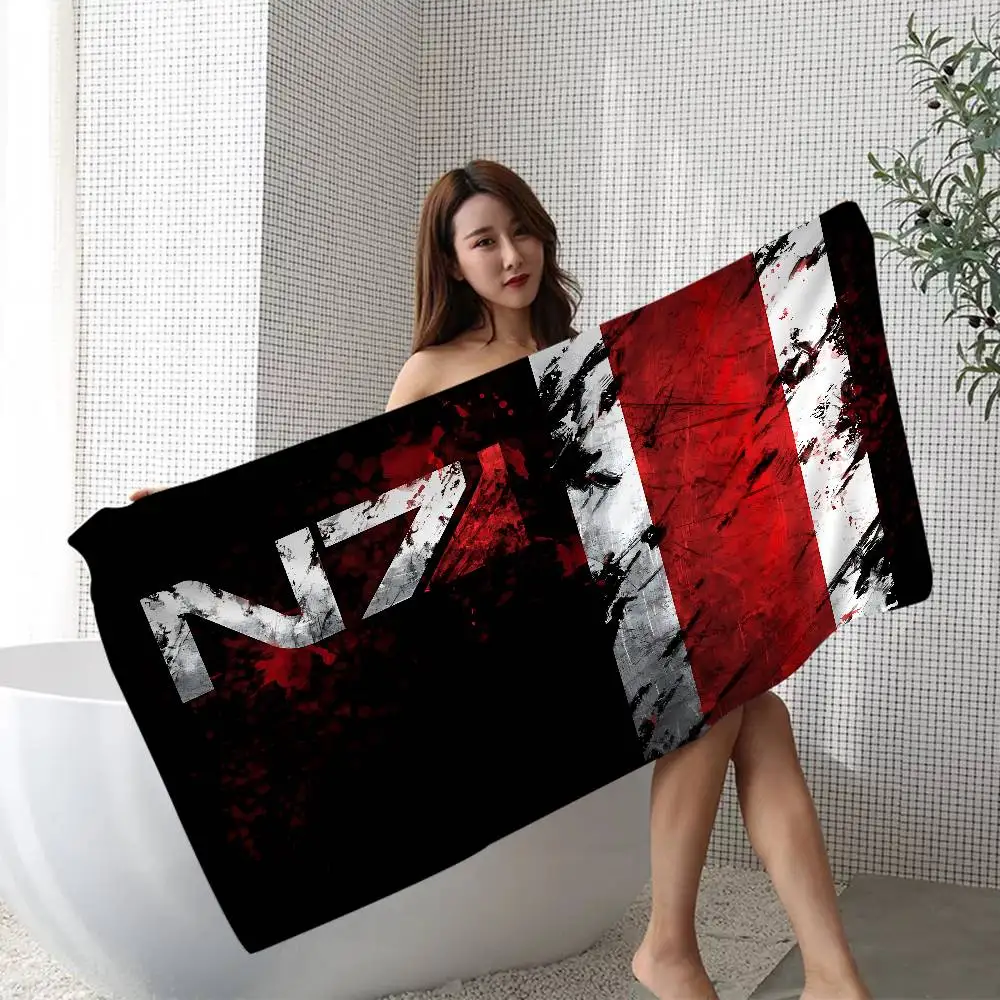 Mass Effect N7 Microfiber Blanket Quick Drying Beach Towels Oversized Printing Super Absorbent Pool Towel Blanket