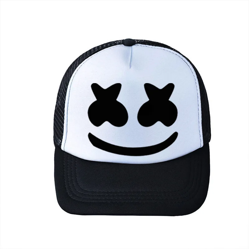 DJ Hip Pop Hat Marshmello Cosplay Baseball Cap Sunshade Adjustable Mesh Hats Breathable Adult Trucker Unisex Party