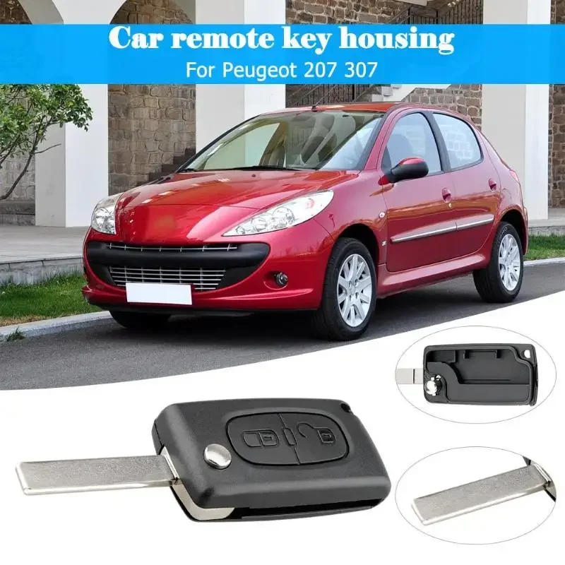 Car Accessories 2 Buttons Flip Folding Remote Key Fob Case Blank Car Key Shell for Peugeot 207 307