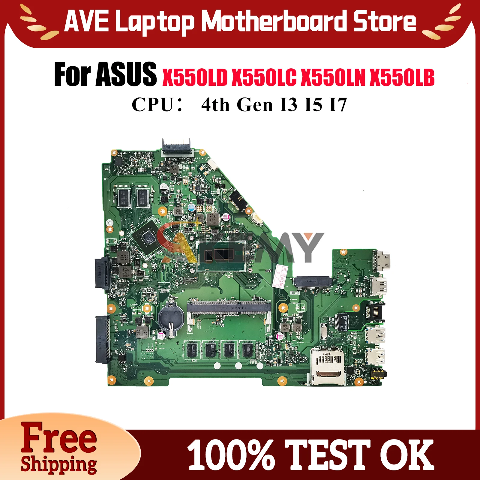 

X550LD Laptop Motherboard For ASUS VivoBook X552L X550LB X550LD Y581L X550LN X550L R510L X550LC Mainboard With I3 I5 I7 CPU stk