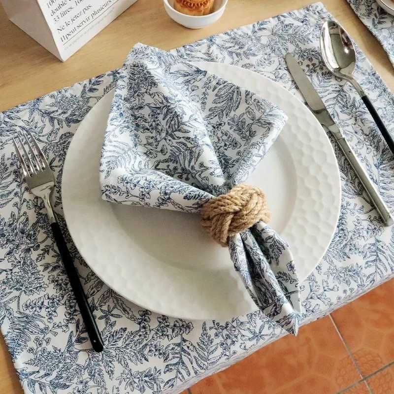 

1Pc 45x45cm 100% Cotton Flower Printed Placemat Kitchen Table Dinner Napkin Cleaning Cloth Home Party Decoration