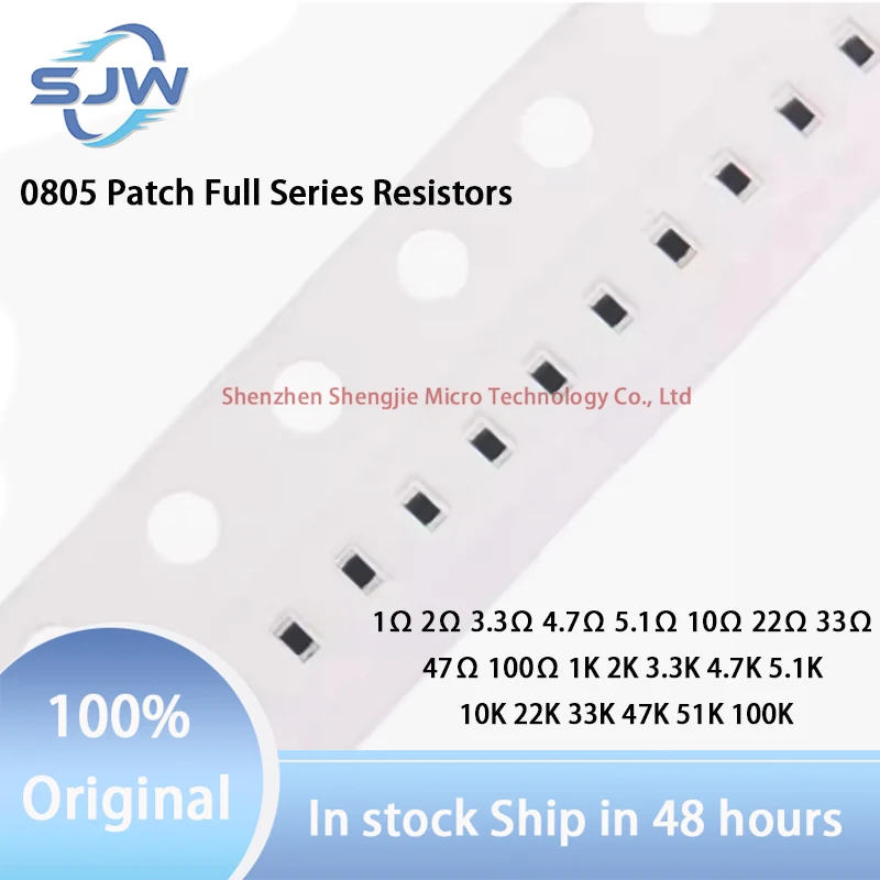 

0805 Patch Full Series Resistors 1Ω 2Ω 3.3Ω 4.7Ω 5.1Ω 10Ω 22Ω 33Ω 47Ω 100Ω 1K 2K 3.3K 4.7K 5.1K 10K 22K 33K 47K 51K 100K