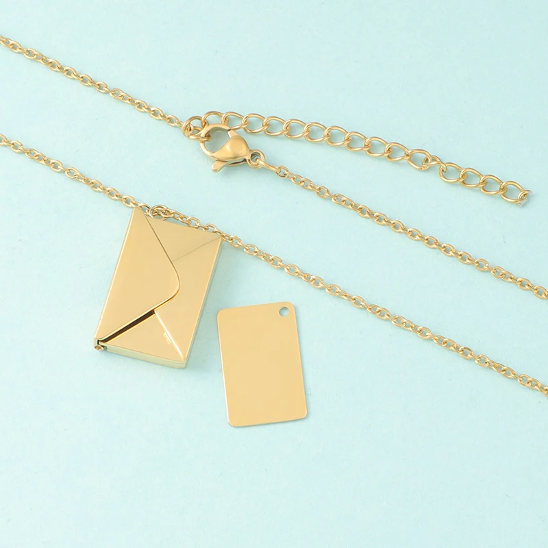 Fnixtar Detachable Envelope Pendant Necklaces Mirror Polish Stainless Steel Creative Love Letter DIY Necklace 10 PCS/lot