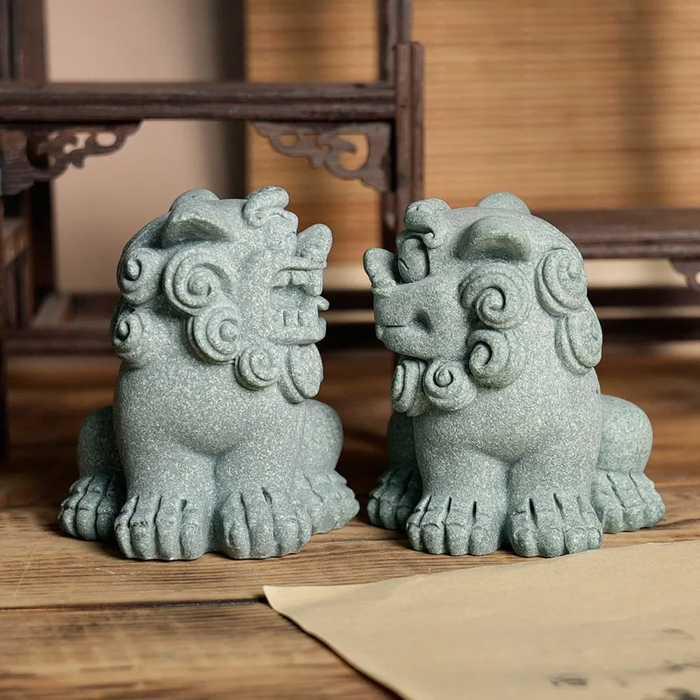 Feng Shui Foo Dog Guardian Statue Pair Chinese Decorative Figurines Home Office Garden Housewarming Congratulatory to Ward Off view 3