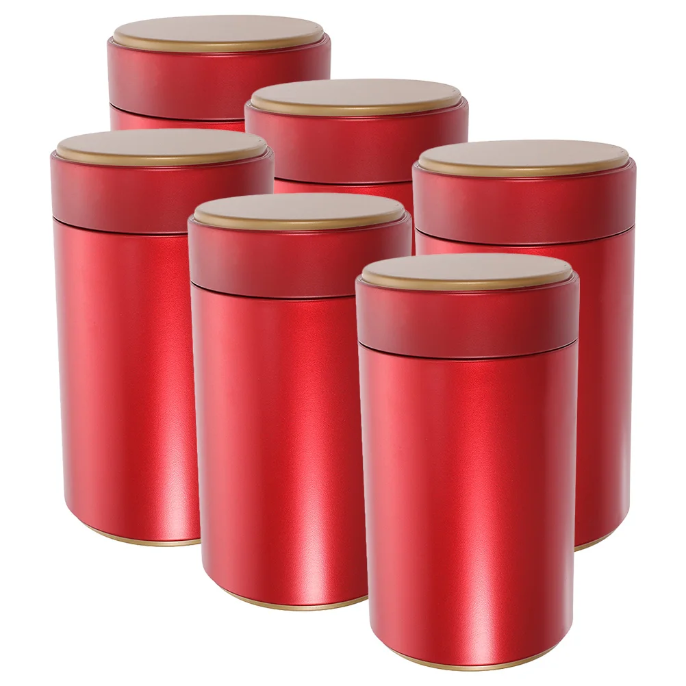 

6 Pcs Sealed Tin Can Tinplate Holder Storage Tank Food Container Canister Lids Airtight Portable Tea Leaf Sugar