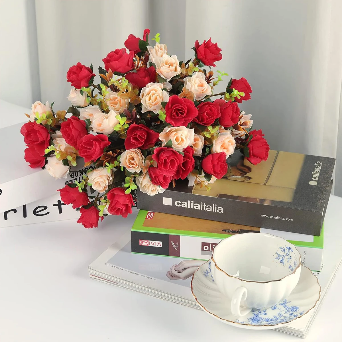 10 Stück Seidenrosen Künstliche Blumen Hochzeit Heimdekoration Brautstrauß Scrapbooking Girlande Fotografie Hochwertiges Produkt – Detail 5