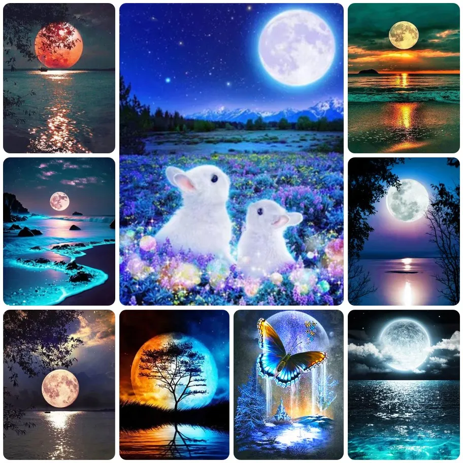 quebra-cabeca-diy-reflexo-da-lua-no-oceano-lua-cheia-brilhante-sobre-Agua-calma-arte-de-paisagem-noturna-sonhadora-para-decoracao-de-casa