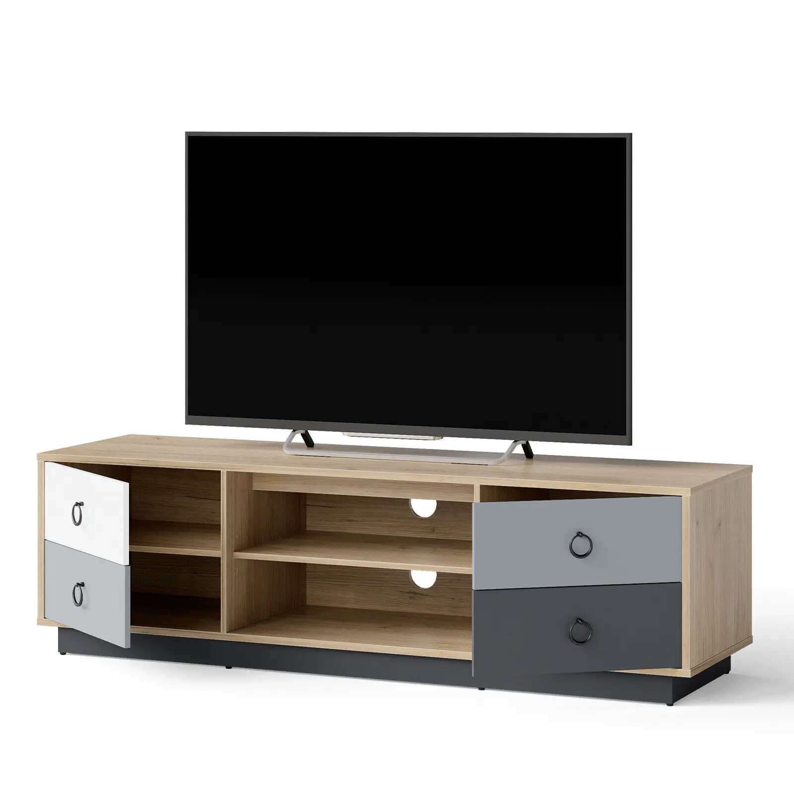 

55" TV Stand Media Console Table with 2 Cabinets & Adjustable Storage Shelf