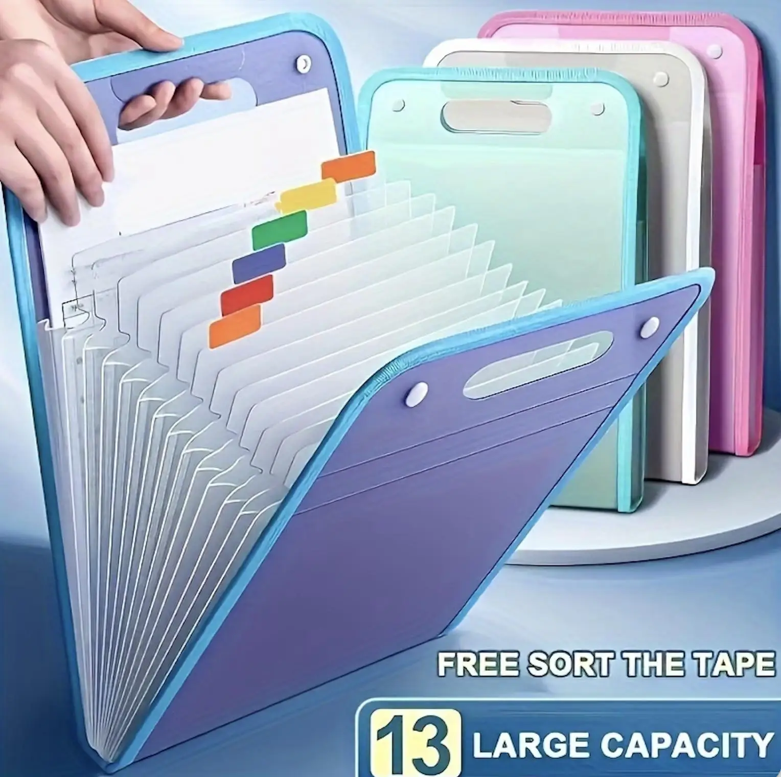 

13-Pocket Expanding File Folder A4 Accordion Document Organizer with Labels, Portable Expandable Filing Wallet for School Office