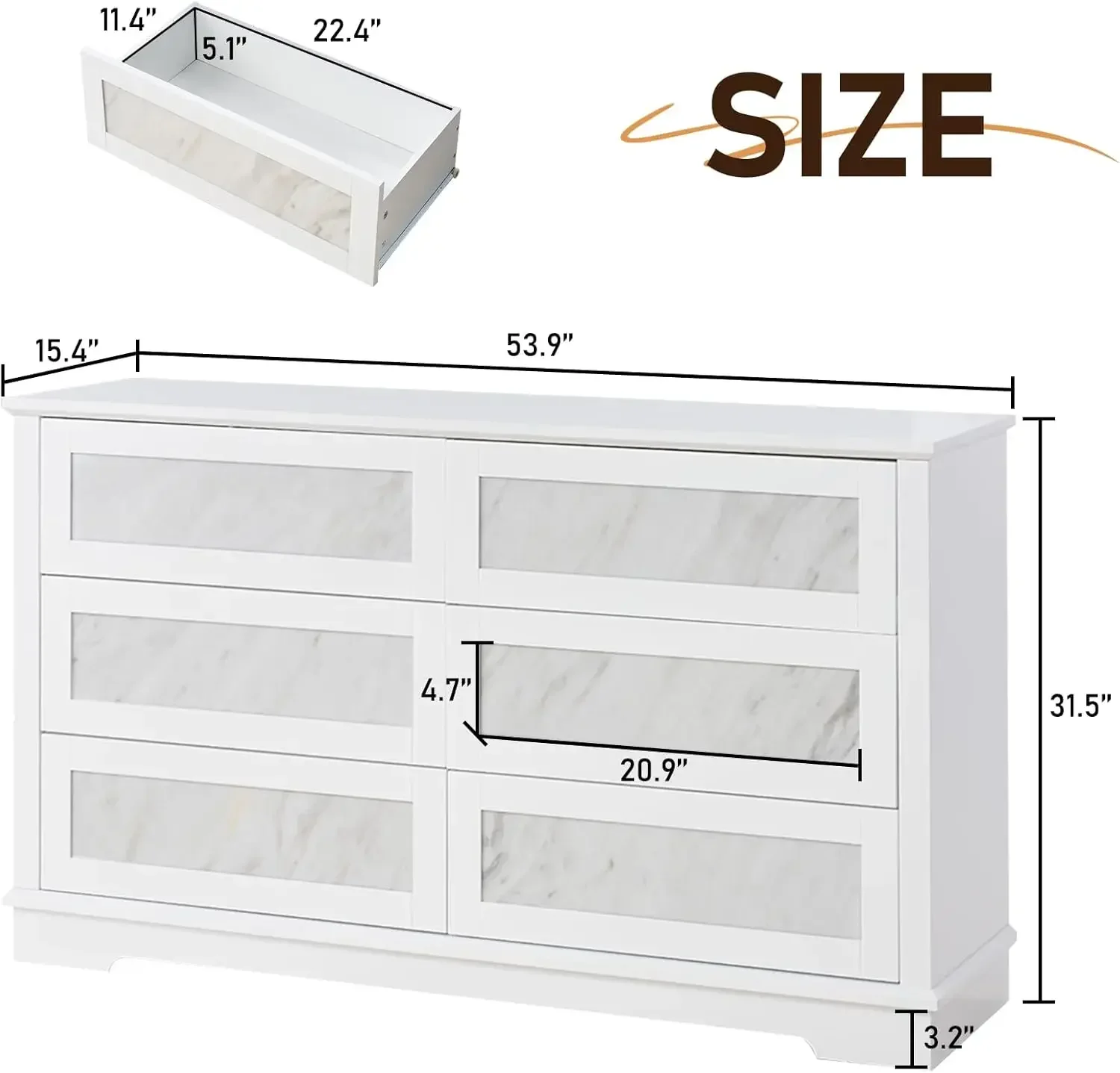 6 Drawers Dresser, 54