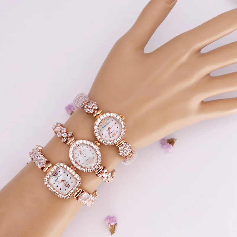 Heart Shell Lady Women\'s Watch Royal Crown Hours Fashion Dress Bracelet Luxury Rhinestones Bling CZ Girl Birthday Gift Box