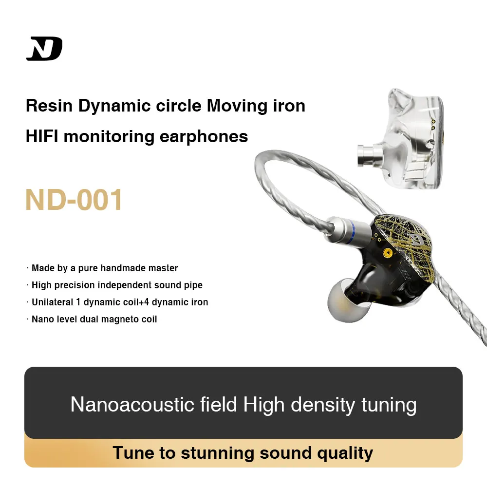 

ND 001 Unit 10 Stage Monitor HIFI Resin Headphones Sports earphone Wire-changeable earphone 0.78 contact pin