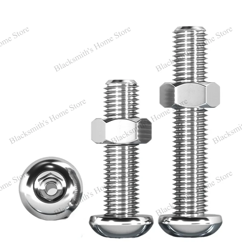 304 Stainless Steel Hollow Round Head Pan Head Hexagon Socket Hollow Wire-Passing Screw, Mask Machine and Lamp Nut SetM5M6M8 M10