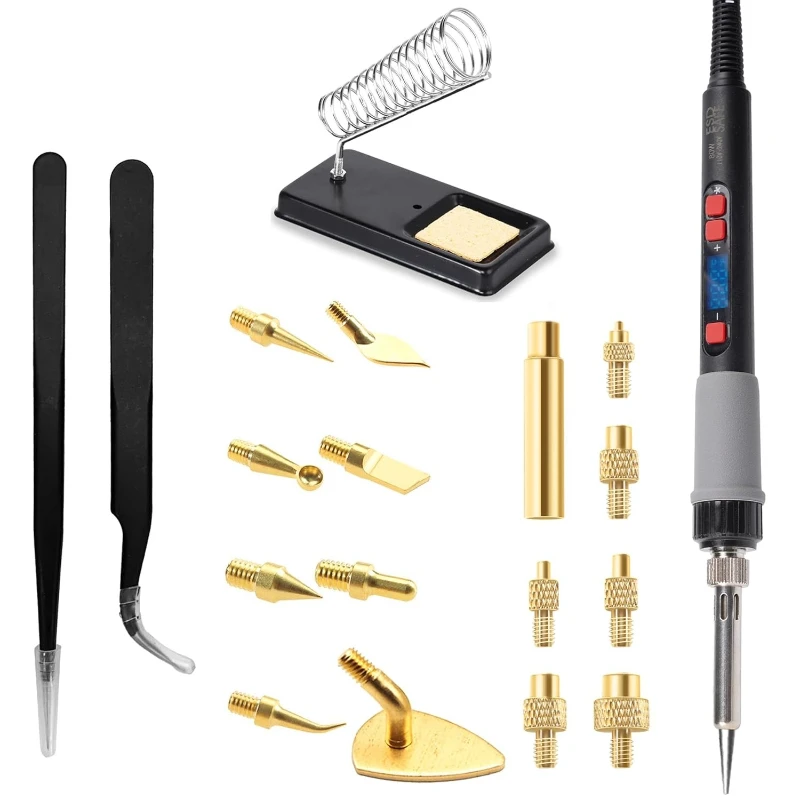 

3D Printing Finishing Tool Kit 80W Soldering Iron Heat Insert Brass Nut Kit Precision Tweezers for 3D Printing Tools