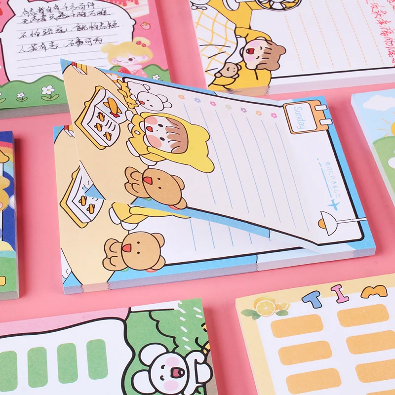 Korea Paper Joy Bear Planner Sticky Notes Kawaii Stationery Cute Memo Pad Notepad Office Leave Message Office Supplies