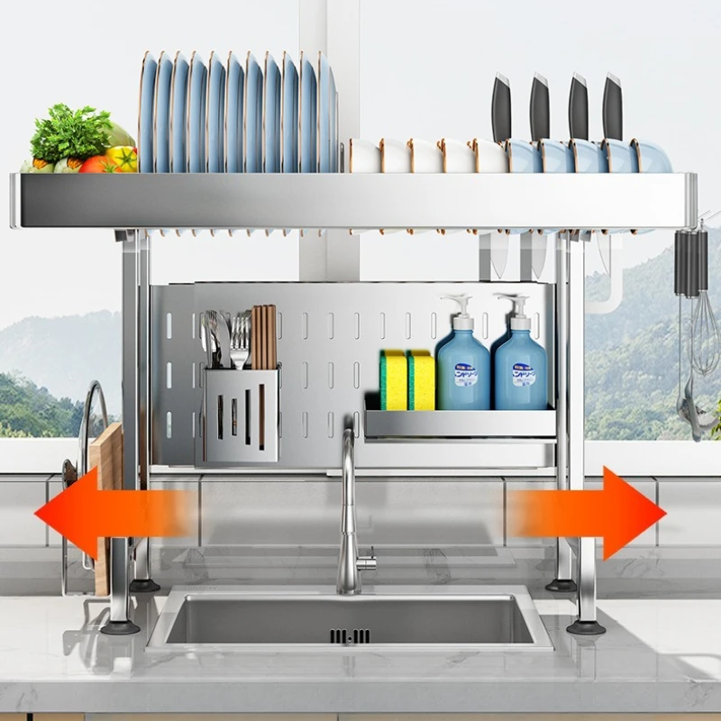 ‌ 304 الفولاذ المقاوم للصدأ توسيع بالوعة طبق تجفيف الرف الثقيلة لتقوم بها بنفسك Pegged لوحة نظام التخزين غير قابل للصدأ لا تركيب الحفر