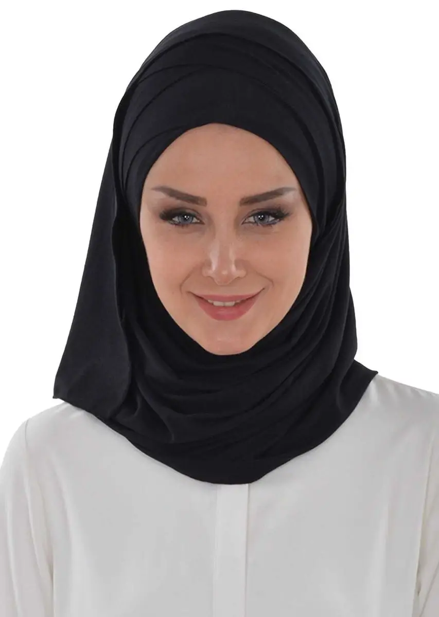 Cross planting practical combed shawl black