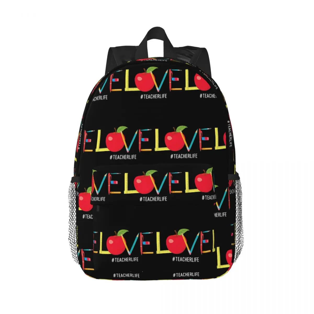 

Love Teacher Life Apple Pencil Backpack Hot Sale Daypack Large Capacity Boys Girls BookBag Shoulder Bags for Kids School Bag
