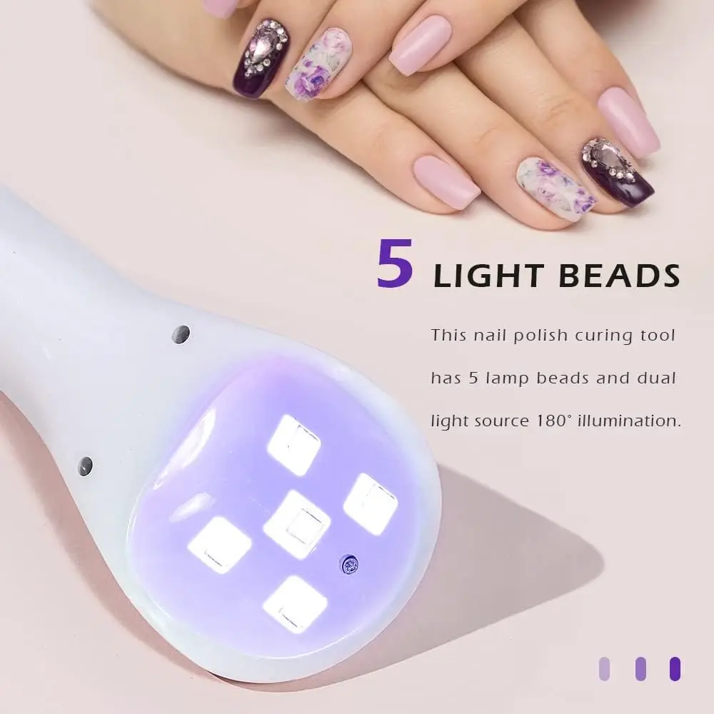 Portable UV LED Nail Lamp for Gel Nails, Rechargeable Mini Nail Dryer with 5V USB - Fast-Dry Curing Tool for DIY Manicure