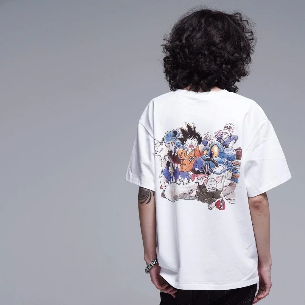 

2026 Summer Dragon Ball Classic Kid Goku & Friends Group Print Cotton Oversized T-shirt Men Women Casual Loose Fit Anime Tees