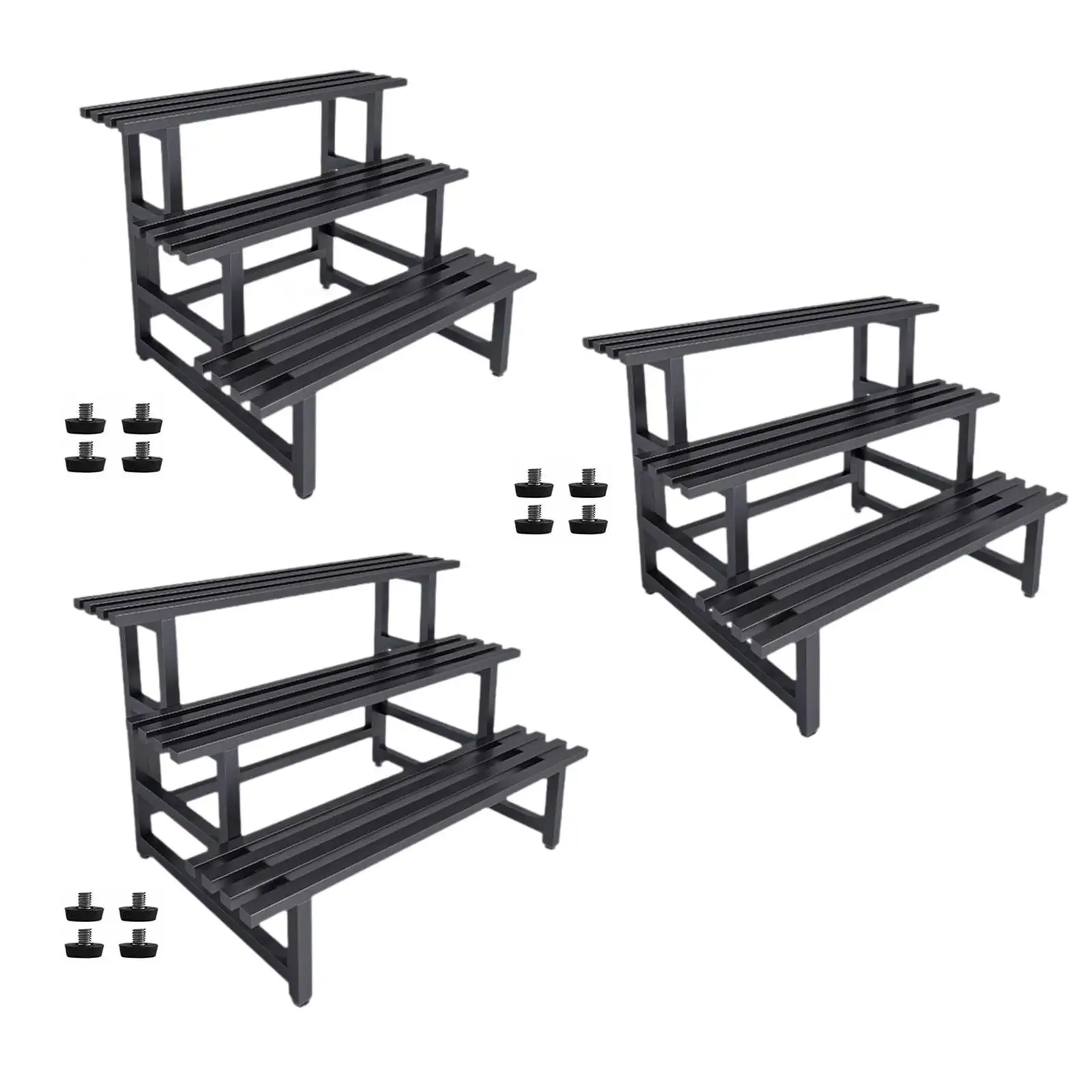 Metal Plant Stand Black Freestanding Stable 3 Tier Planter Display Shelf for Office Balcony Indoor Outdoor Garden Flower Store
