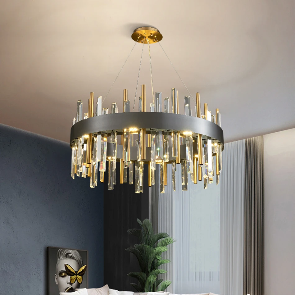 Led Crystal Chandelier For Living Room Modern Home Decor Light Fixture Round Bedroom Hanging Lamp Luxury Gold Cristal Lustre