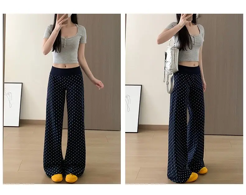 Damen High-Waist Polka-Dot Boot-Cut Hose Schlanke Casual Leggings Retro Vielseitige Oberbekleidung für Fitness, Laufen und Outdoor-Sport – Detail 2