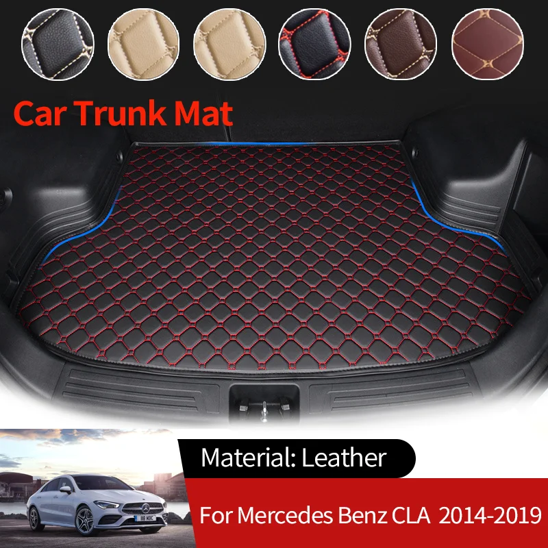 for Mercedes Benz CLA C117 180 2014~2019 Leather Car Boot Liner Cargo Rear Trunk Mats Luggage FLoor Tray Waterproof Carpets Pads