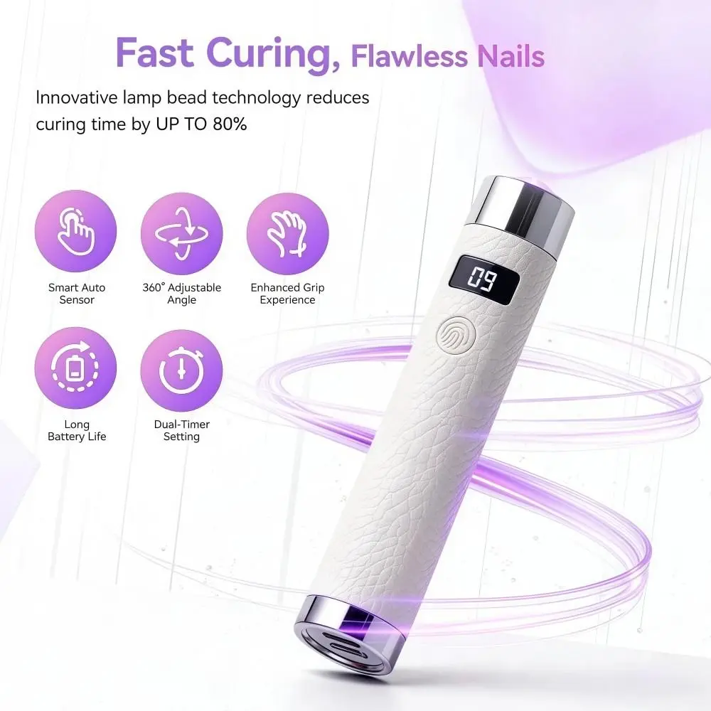 Auto Sensor Mini UV Nail Lamp Rechargeable Handheld Nail LED Curing Light with Stand Fast Curing Cordless Nail Drying Lamp