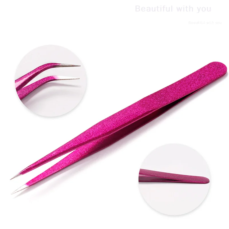 1PC Stainless Steel Tweezers  Curved Pick Up Tools Eyelash Extension Pointed Nipper Clip Manicure Nail Art Tool