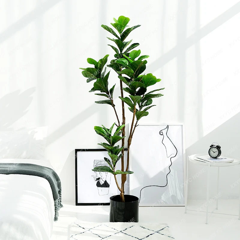 Simulation Ficus Lyrata Tree Plant New Fake Trees Indoor Window Coffee Shop Decoration Office Floor Home Decoration