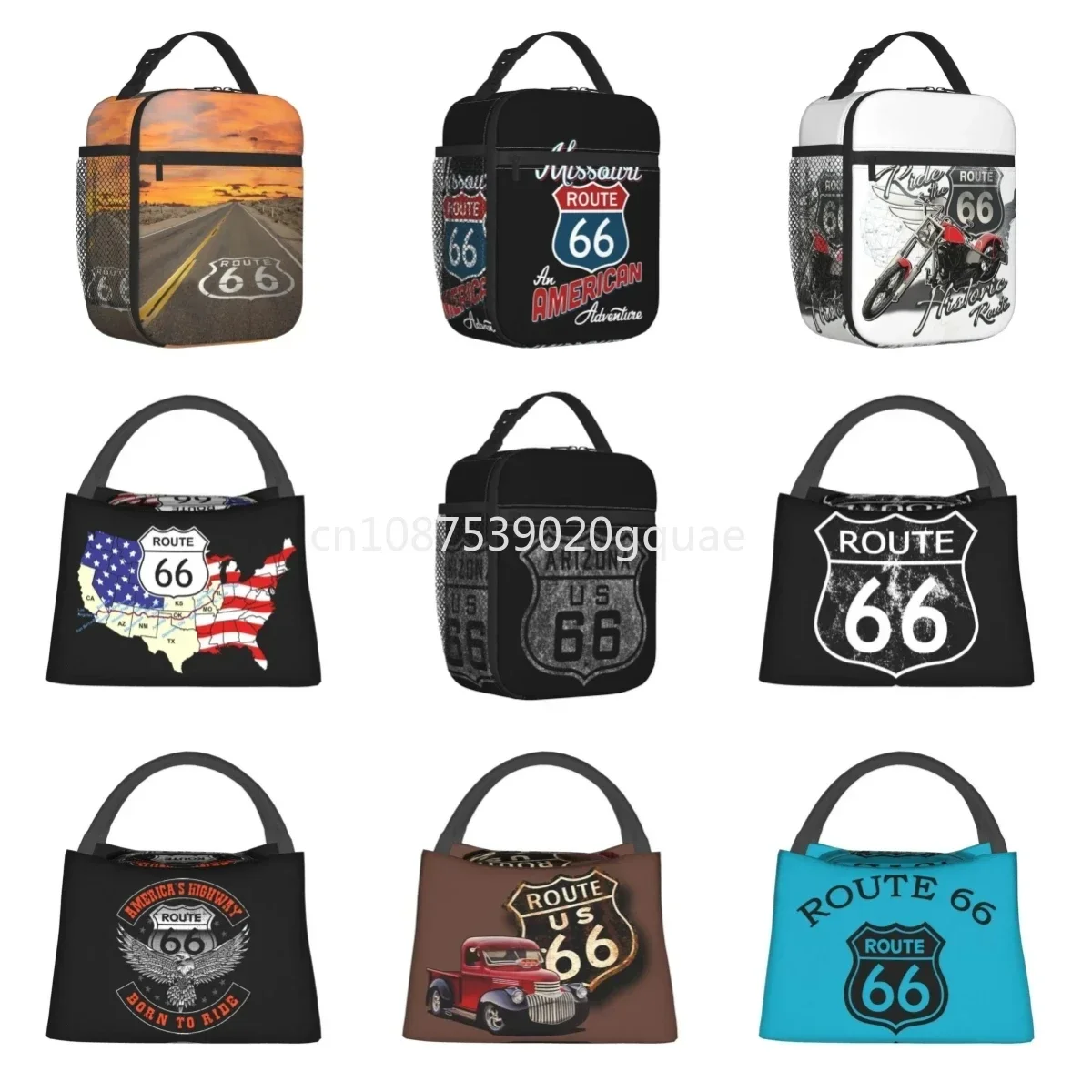 Custom Vintage Route 66 Sign Lunch Bag Men Women Warm Cooler Insulated Lunch Box for Student School