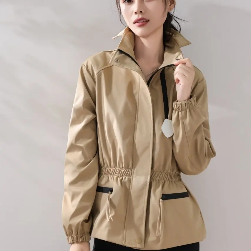 

Женский плащ, весенне-осенний темперамент, модная женская верхняя одежда с талией, элегантная повседневная универсальная женская ветровка, топы