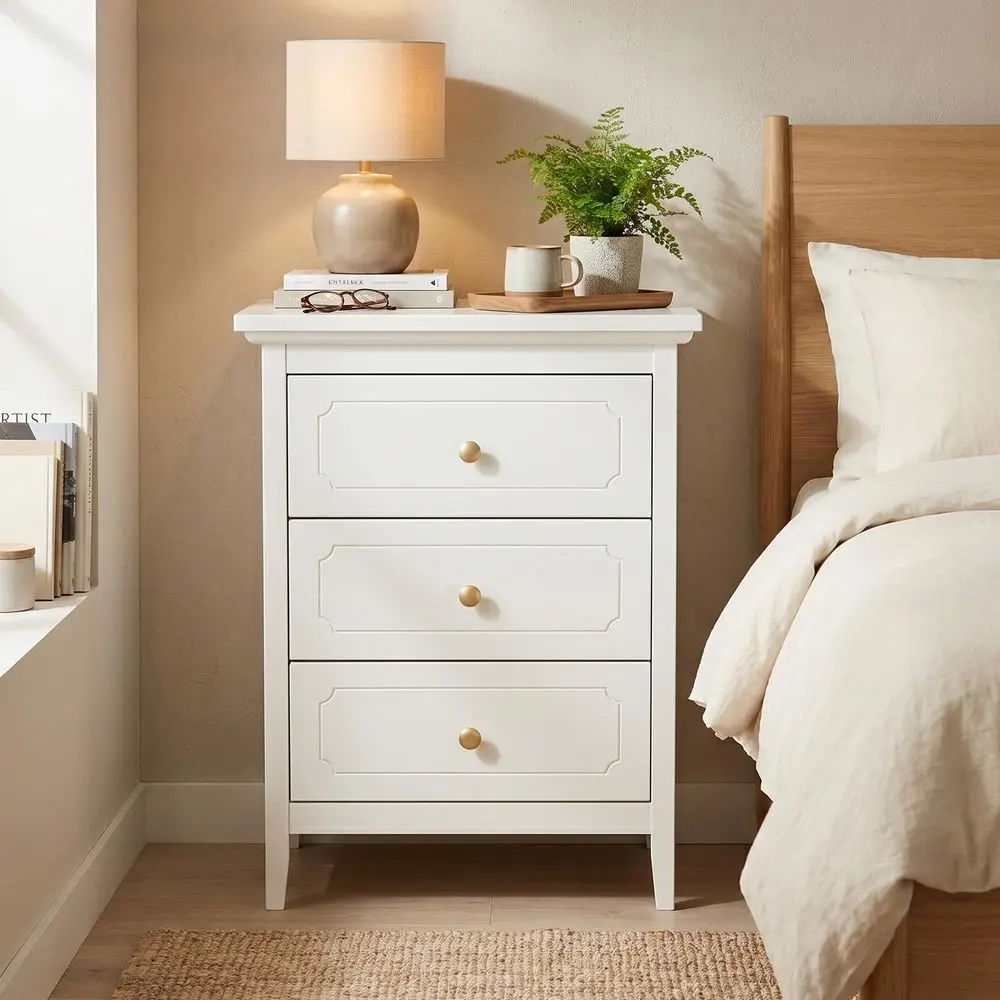 

3 Drawer Nightstand White Side Table 19 Bedroom Night Stands End Table for Living Room Bedroom with Storage 1 Set Furniture Bed