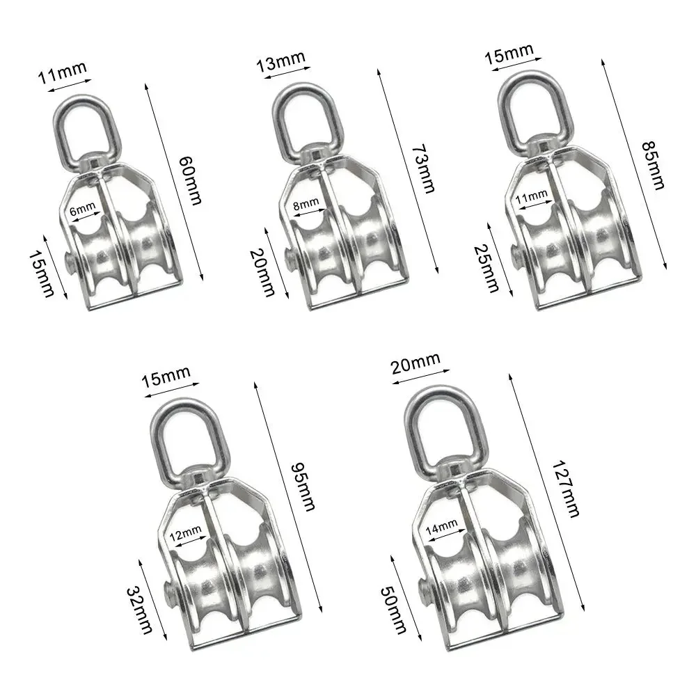 304 stainless steel M15 M20 M25 M32 M50 Rotation Double Pulley Traction Lifting Sailing Boat Loading  Pulley Block